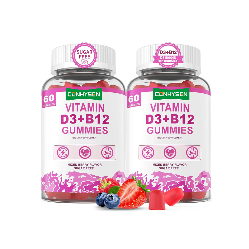 工場直送 シュガーフリー 脳の活力を促進 全体的な心臓の健康 ビタミンD3 B12 グミ