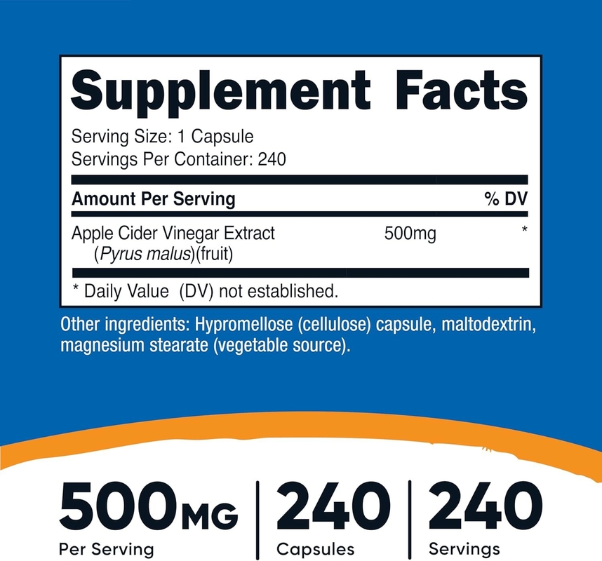 OEM ダイエットサプリメント リンゴ酢カプセル 500mg 240粒 ベジタリアンカプセル 天然成分 ベジタリアン GMP 非遺伝子組み換え グルテンフリー