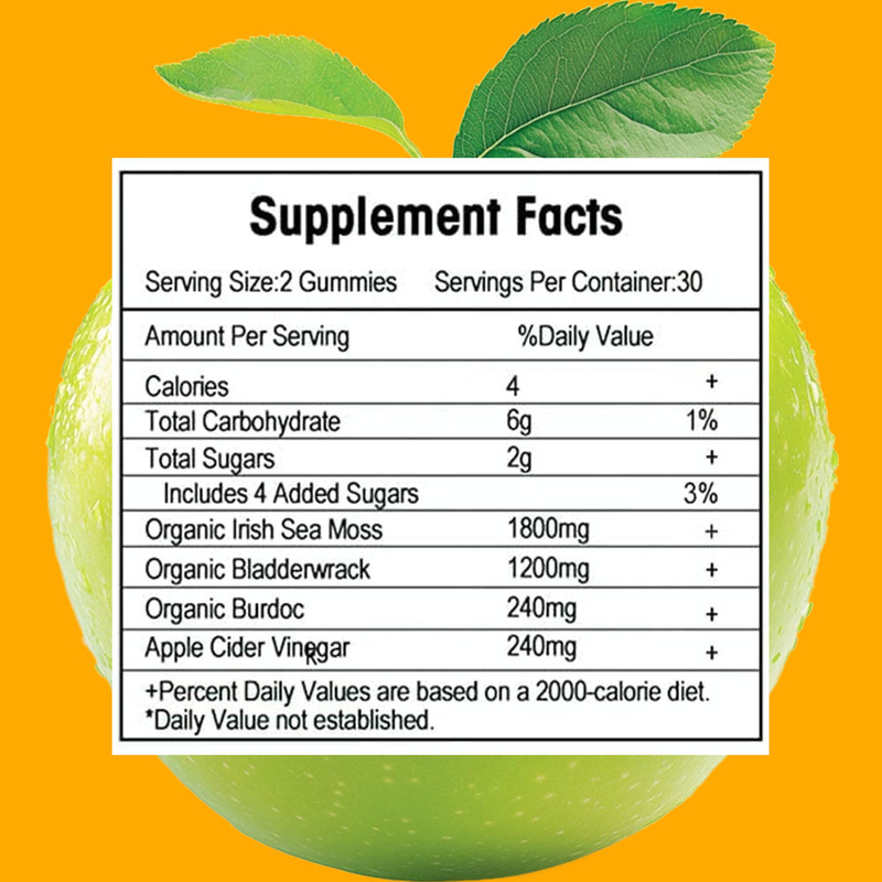 Factory Apple Flavor Sea Moss Gummies Detox and Cleanse Custom Branded