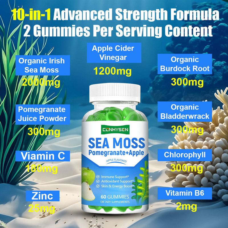 Supplier 10-In-1 Formula Sea Moss Gummies Premium Custom Boost Smooth Skin