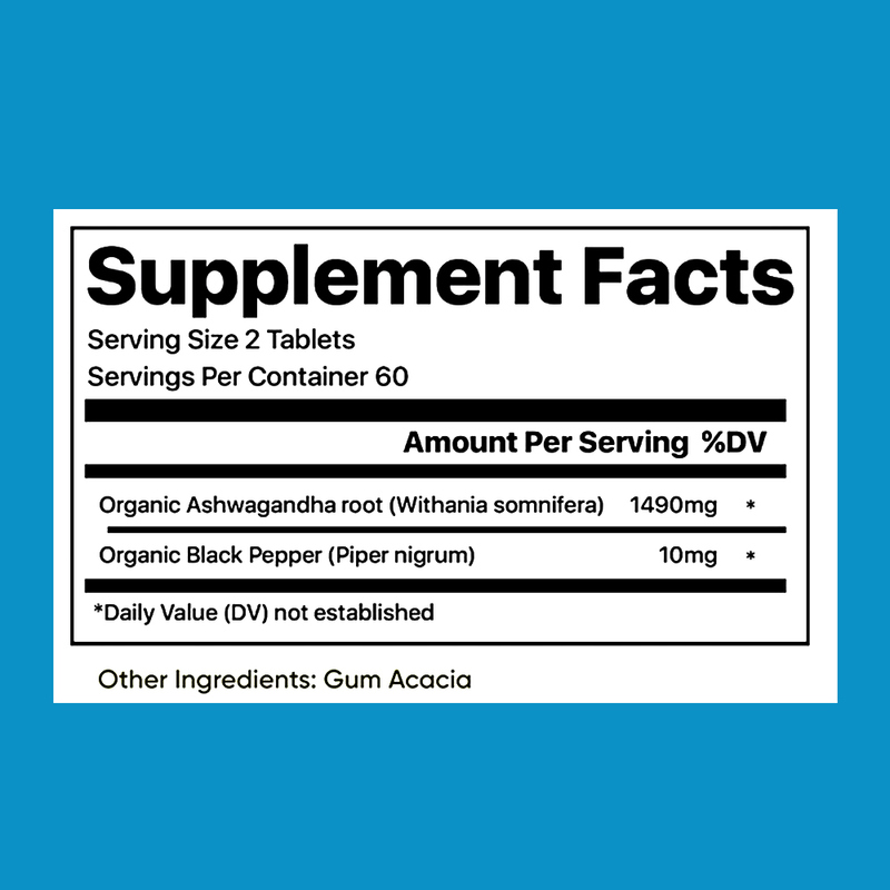 オーガニックアシュワガンダとブラックペッパーと強化された吸収式