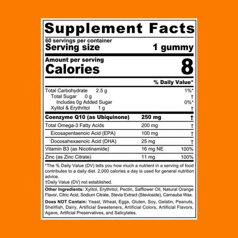 ビゴ-COQ10-250mg オメガ3 ビタミンB3 亜鉛 コエンザイムQ10 補給 心臓 健康 細胞エネルギー