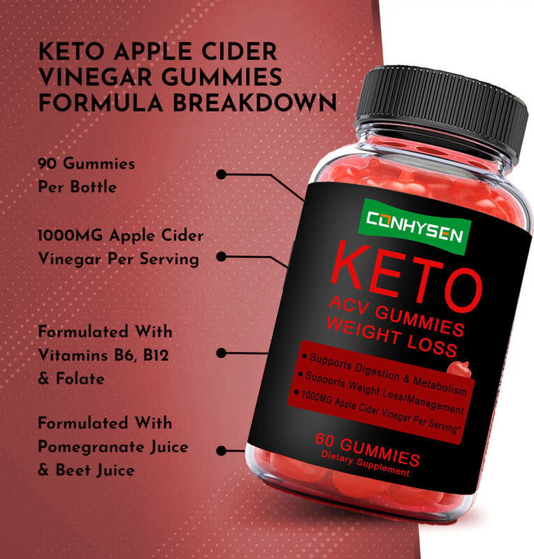 Wholesale Adult-Friendly Apple Cider Vinegar Keto ACV Gummies Folate Vitamins Supplement for Gut Health & Metabolism Boost