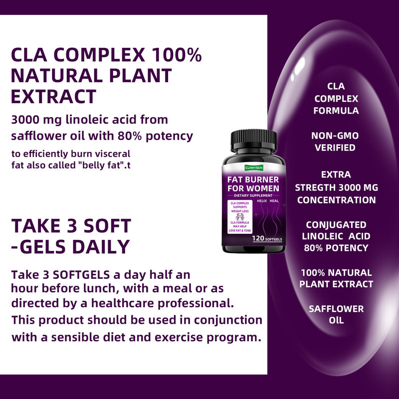 CLAコンプレックス配合、女性向け脂肪燃焼カプセル、筋肉増強、ダイエットサプリメント、食物繊維配合