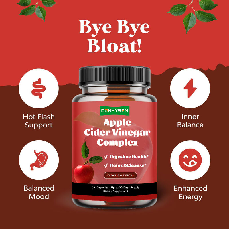 OEM プライベート・レーベル 体重管理 保健 女性と男性のための栄養補助食品 アップルサイダーエサ コンプレックスカプセル