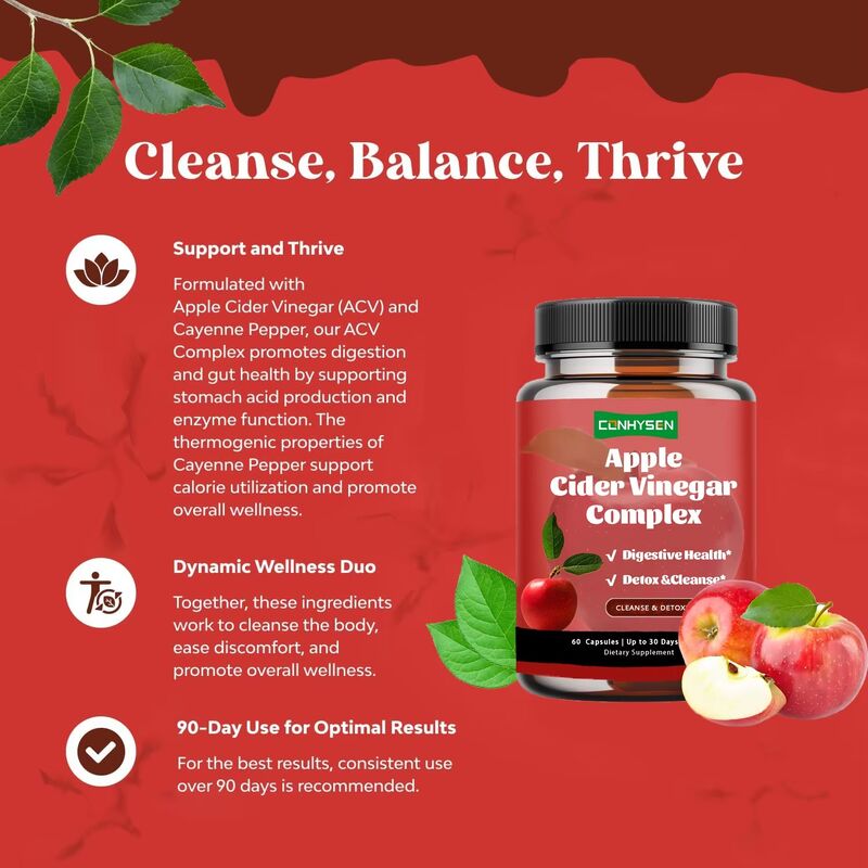 OEM プライベート・レーベル 体重管理 保健 女性と男性のための栄養補助食品 アップルサイダーエサ コンプレックスカプセル